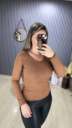 Blusa básica térmica canelada na internet