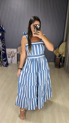 Vestido longuete tricoline