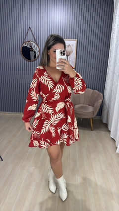 Vestido envelope manga longa