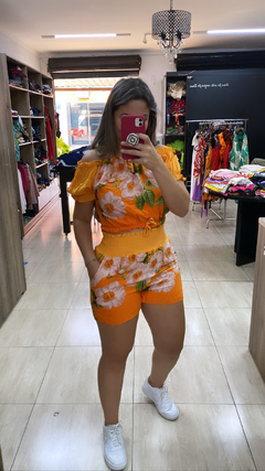 CONJUNTO SHORTS FLORAL LARANJA - comprar online