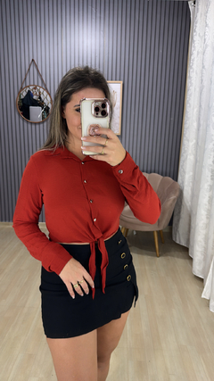 Croped camisa botões - loja online