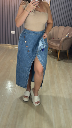 Saia Jeans midi Mirela na internet