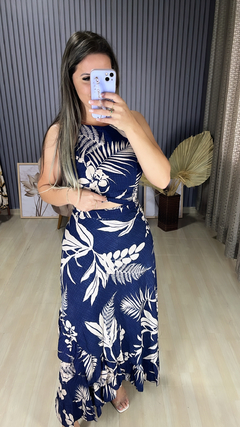 Conjunto saia envelope folhas na internet