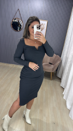 Vestido Ribana manga longa