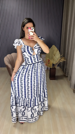 Vestido longo Meire azul