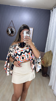 Croped bata + top viscolinho - Visajo Store