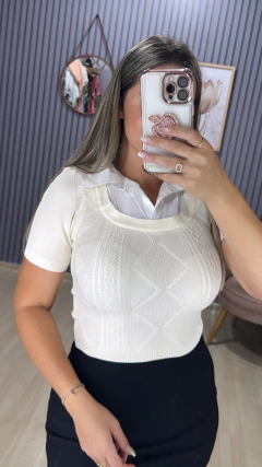 Croped modal gola camisa na internet