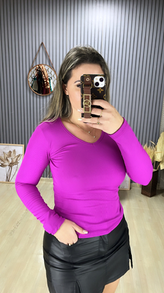 Blusa básica térmica canelada na internet