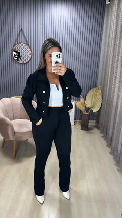 Conjunto calça blazer crepe linho