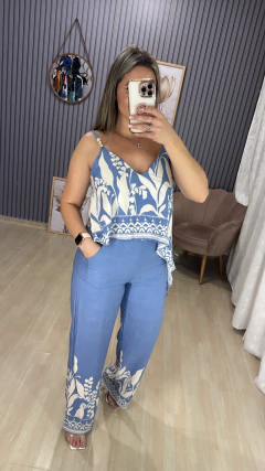 Conjunto calça pantalona alça