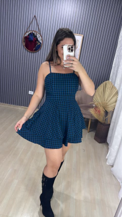 Macaquinho babado xadrez new na internet