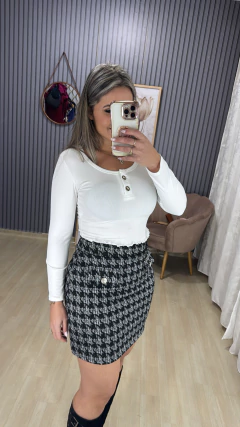 Croped canelado térmico botão - Visajo Store