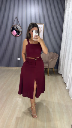 Conjunto saia midi linho - Visajo Store