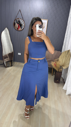 Conjunto saia midi linho