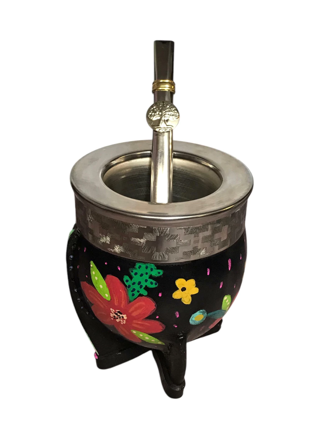 Mate Imperial Virola Acero Pintado A Mano con Bombilla Chata