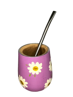Imagen de Mate de algarrobo forrado en aluminio pintado con bombilla