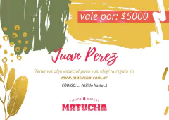 Gift card (tarjeta de regalo) montos disponibles de $15000 a $50000
