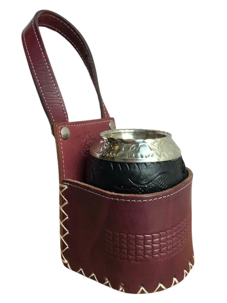 Porta mate auto 100% cuero artesanal outlet