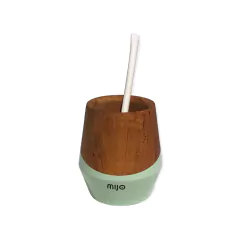 Mate de madera de caldén pintado Mijo con bombilla y packaging en internet
