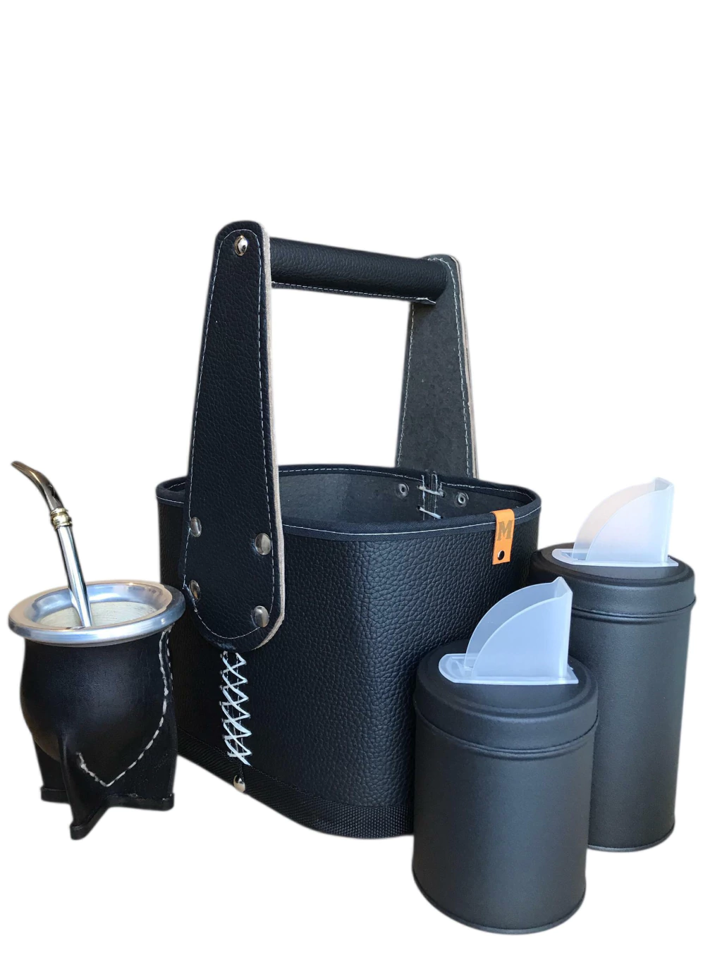 Set Matero Canasta Latas Economico Eco Cuero Camionero