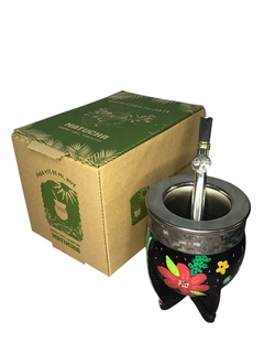 Mate Imperial Virola Acero Pintado A Mano con Bombilla Chata - comprar online