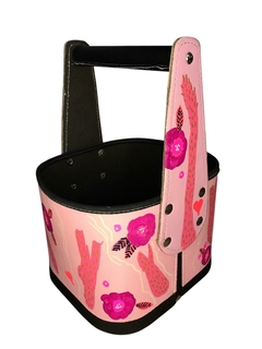Canasta matera de agarre firme eco cuero pintada a mano - tienda online
