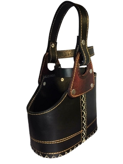 Canasta matera de cuero simple con division apta Stanley con porta termo - tienda online