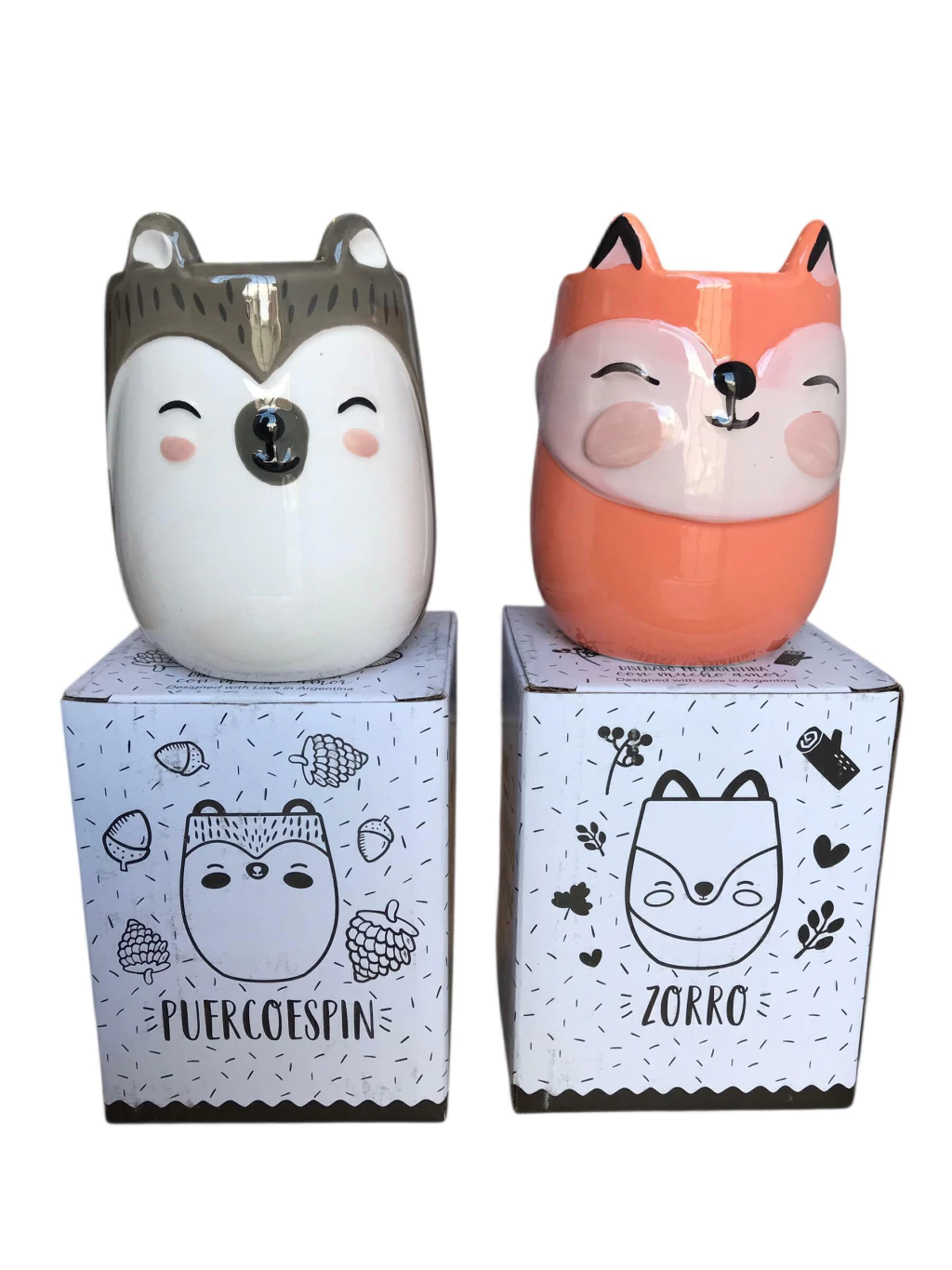 Mate o maceta de cerámica con diseño de animalitos