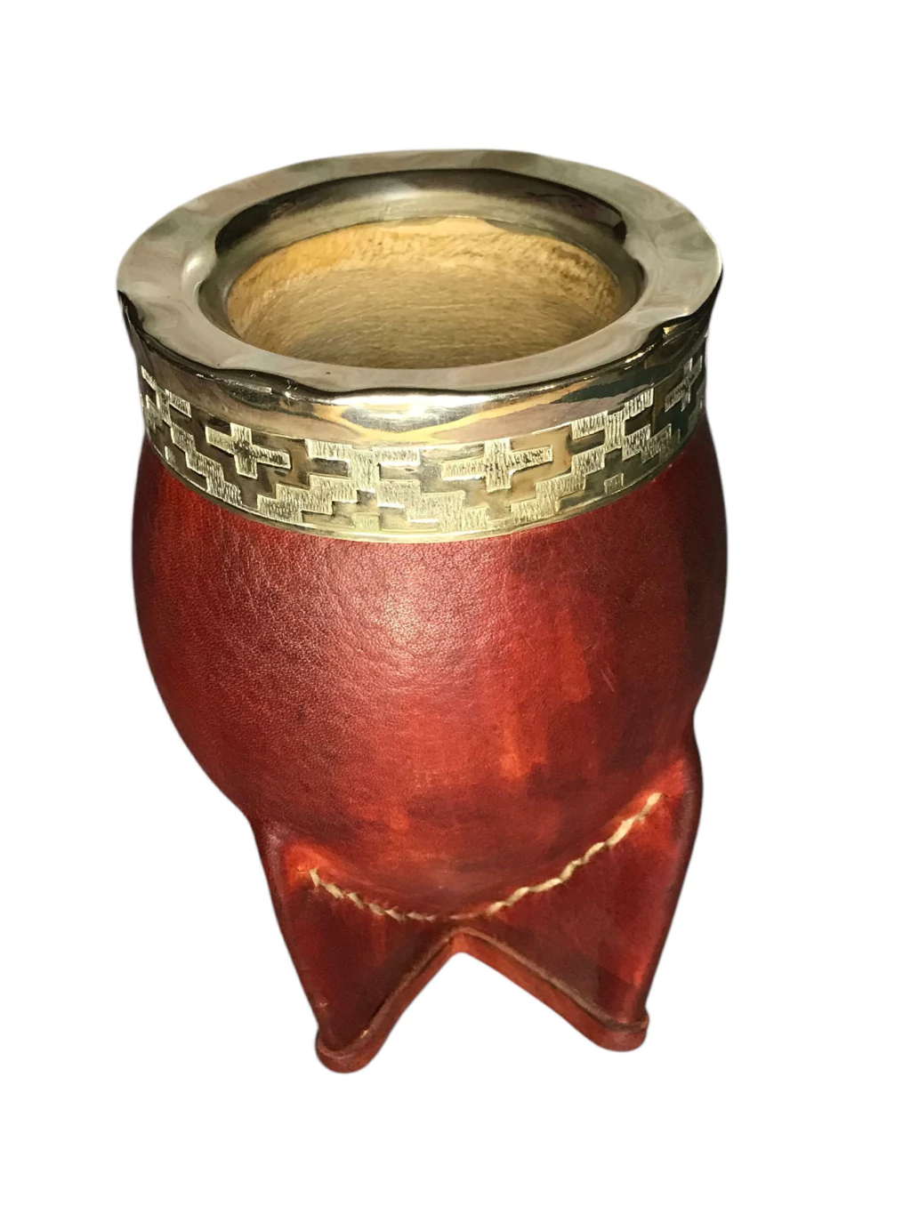 Mate imperial extra grande virola de alpaca lisa con ondas