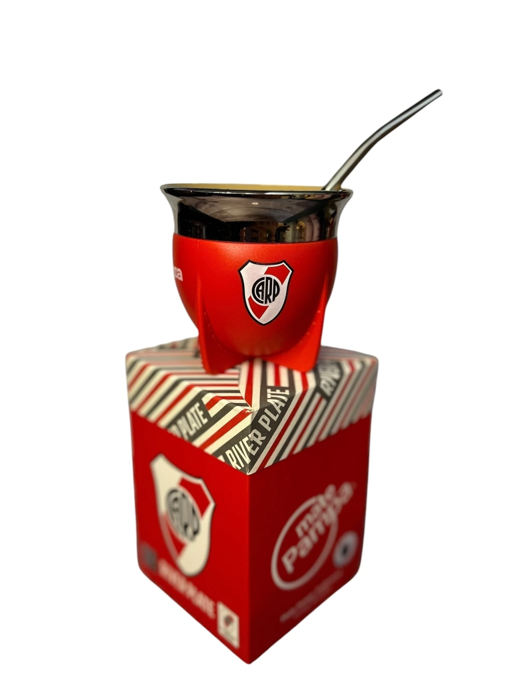 Mate pampa tradicional equipos futbol con bombilla y packaging