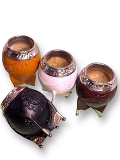 Mate Torpedo uruguayo Alpaca Cincelado Patitas Alpaca cuero tallado a mano - tienda online
