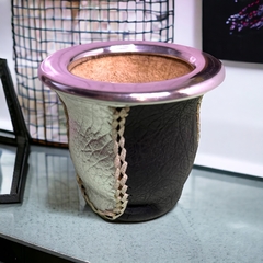 Mate camionero de calabaza cueros varios combinados con costura artesanal de tiento en internet