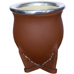 Mate De Calabaza Con Virola De Aluminio, Forrado En Ecocuero vegano cruelty free en internet