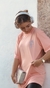 Camiseta Oversized Rosa - "Me Pergunte Sobre Jesus" - loja online
