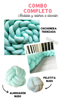 ¡COMBO COMPLETO! CHICHONERA + ALMOHADÓN NUDO + PELOTITA NUDO (COLORES A ELECCIÓN) - comprar online