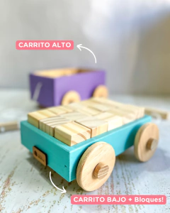 CARRITO DE ARRASTRE + 15 CUBOS NATURALES - comprar online