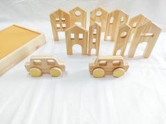 Imagen de JUEGO PUEBLO: CAJA DE MADERA + 10 VIVIENDAS