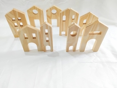JUEGO PUEBLO: CAJA DE MADERA + 10 VIVIENDAS - comprar online