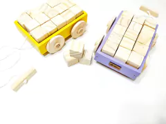 CARRITO DE ARRASTRE + 15 CUBOS NATURALES - Mamá Creativa