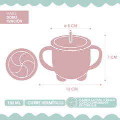 VASO DE APRENDIZAJE ANTIDERRAME + TAPA PARA SNACKS (COLOR MOSTAZA) - tienda online
