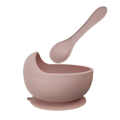 BOWL CON SOPAPA ANTIDESLIZANTE + CUCHARA (COLOR ROSA) - comprar online
