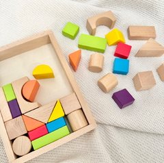 CAJONCITO DE MADERA + 30 BLOQUES NATURALES & DE COLORES - comprar online