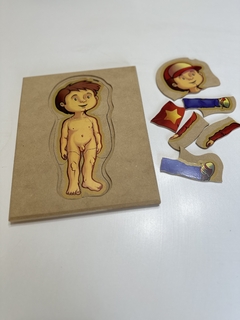 ROMPECABEZAS DE MADERA NENE O NENA MONTESSORI: "EL CUERPO HUMANO" (5 EN 1)