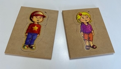 ROMPECABEZAS DE MADERA NENE O NENA MONTESSORI: "EL CUERPO HUMANO" (5 EN 1) - Mamá Creativa