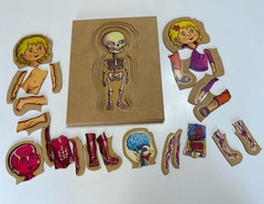 Imagen de ROMPECABEZAS DE MADERA NENE O NENA MONTESSORI: "EL CUERPO HUMANO" (5 EN 1)