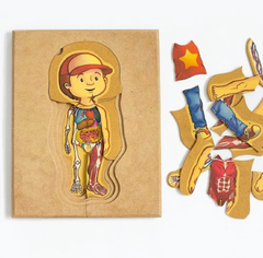 ROMPECABEZAS DE MADERA NENE O NENA MONTESSORI: "EL CUERPO HUMANO" (5 EN 1) - comprar online