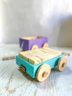 CARRITO DE ARRASTRE + 15 CUBOS NATURALES en internet