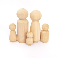 FAMILIA PEG DOLL (SET DE 5 MUÑEQUITOS) - Mamá Creativa