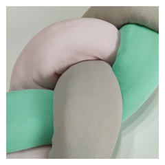 CHICHONERA TRENZADA MONTESSORI: ROSA - AQUA & GRIS CLARO