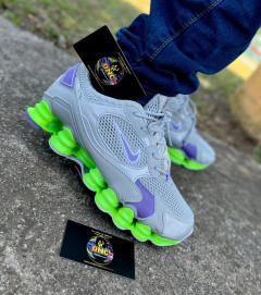 NIKE SHOX TLX 12 MOLAS 2021-CINZA/VERDE/ROXO